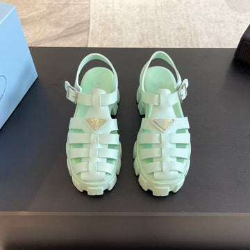 Pra Rubber Monolith Sandals Mint Calfskin