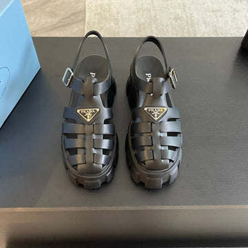 Pra Rubber Monolith Sandals Black Calfskin