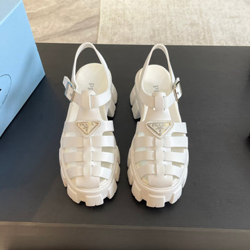 Pra Rubber Monolith Sandals White Calfskin