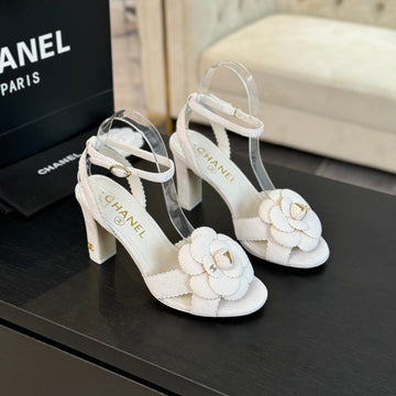 CC Sandals 80MM White Suede
