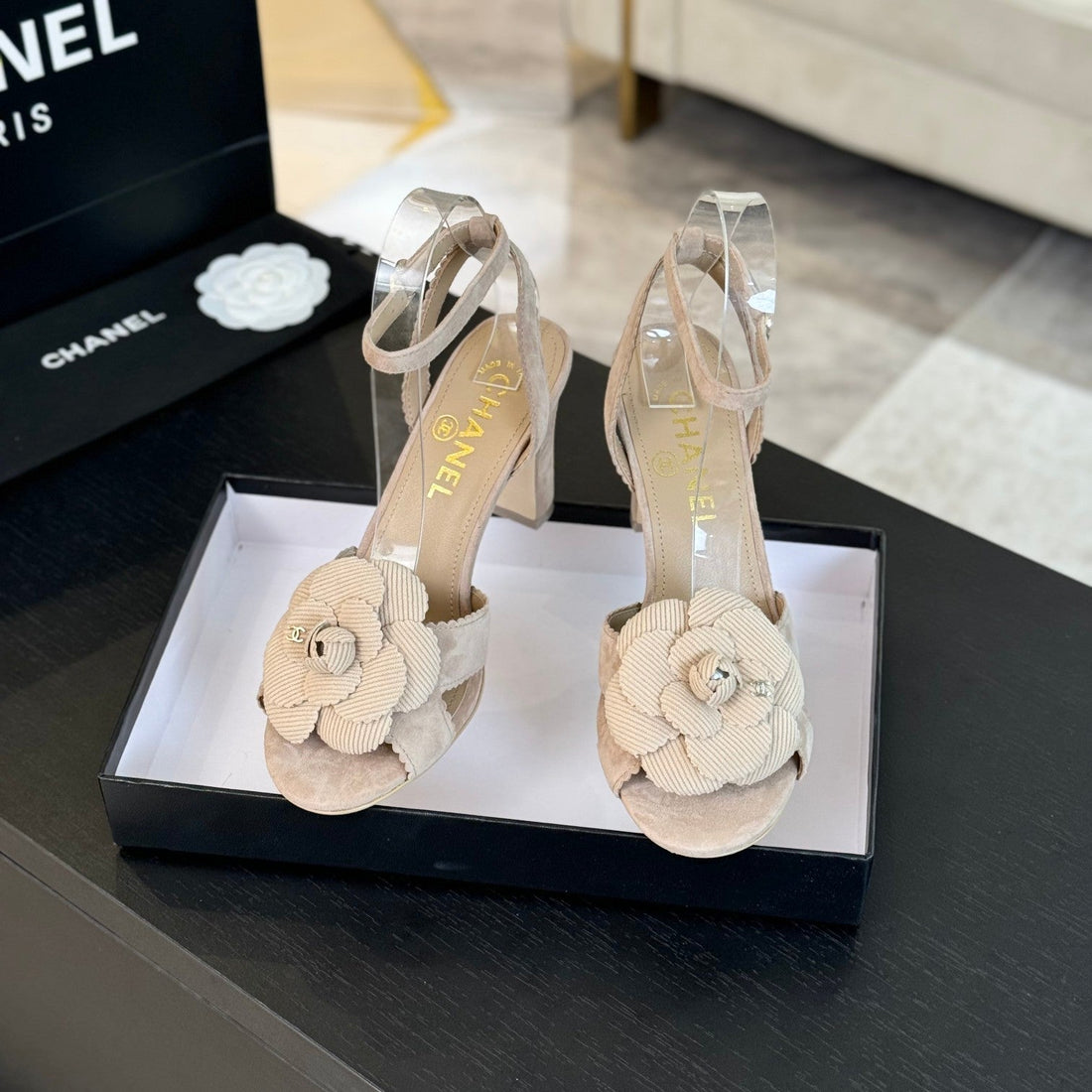 CC Sandals 80MM Beige Suede