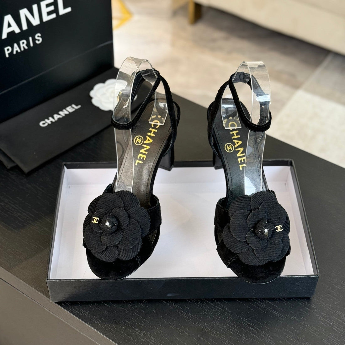 CC Sandals 80MM Black Suede