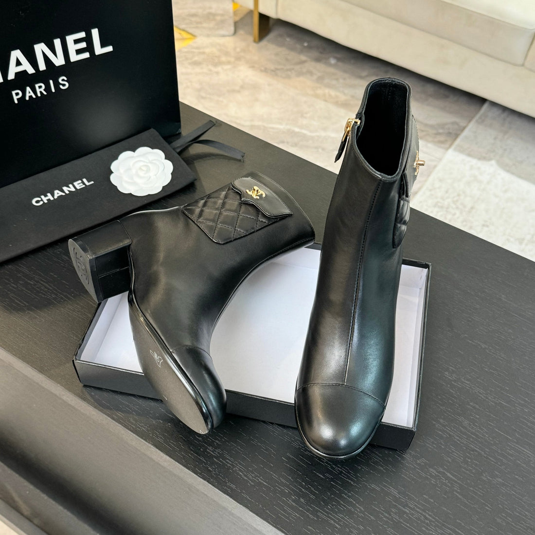 CC Ankle Boots 50MM Black Lambskin