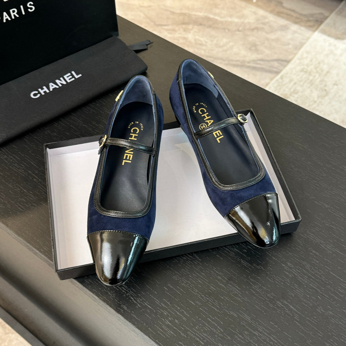 CC Mary Jane Black Dark Blue Suede