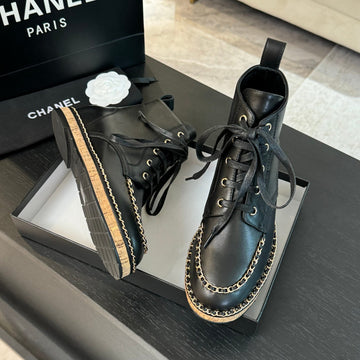 CC Ankle Boots Black With Chain Calfskin