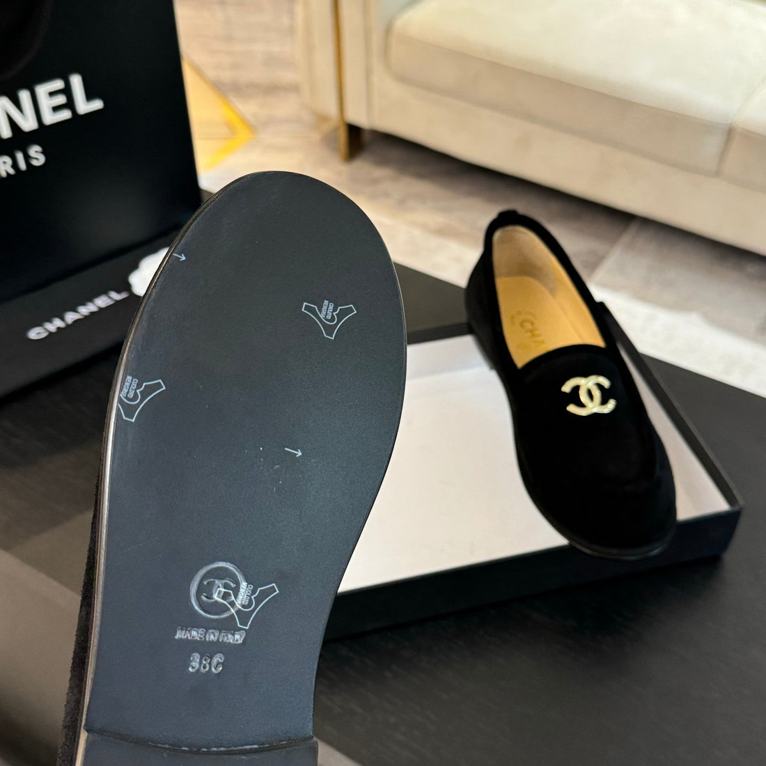 CC Moccasins Black Suede