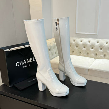 CC High Boots 80MM Glossy White Cowhide