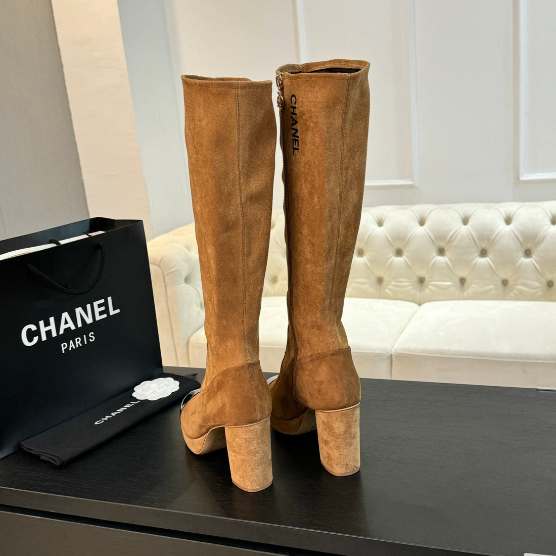 CC High Boots 80MM Yellow Orange Suede