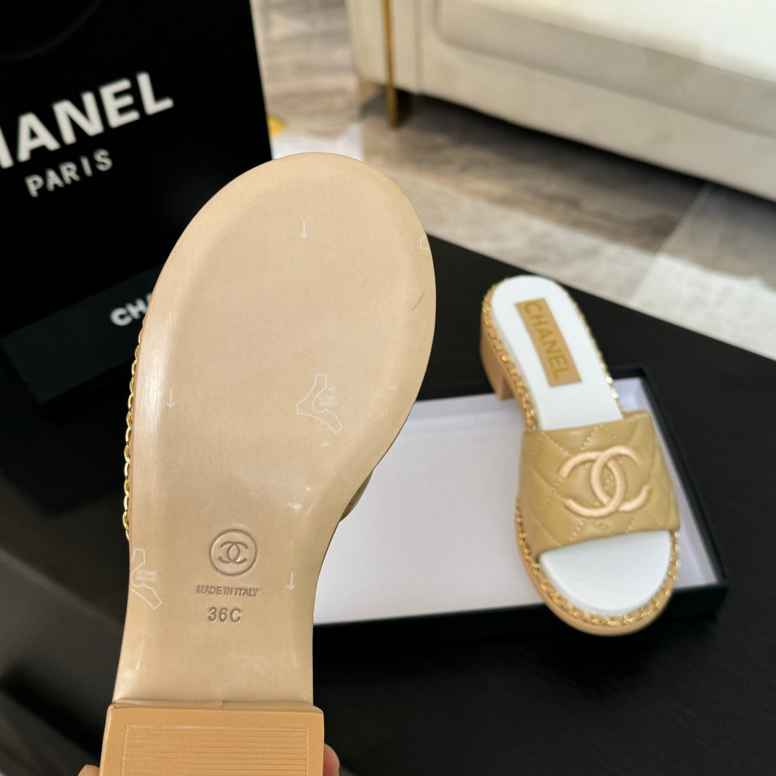 High Flatform Slipper In Dijon Yellow Embossed Sheepskin