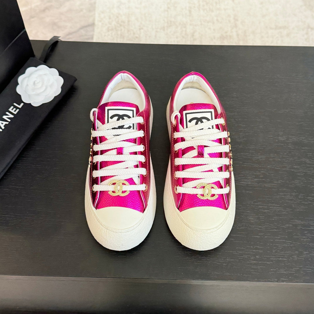 Big-Head Cookie Shoes In Magenta Purple Lambskin