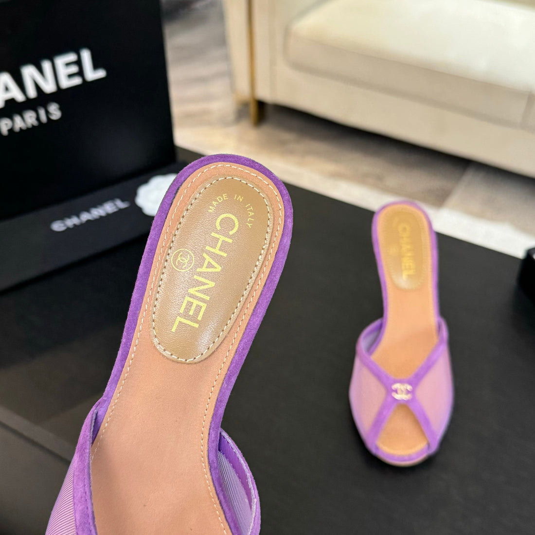 CC 26S Sandal 7CM Purple Mesh Lambskin 700605