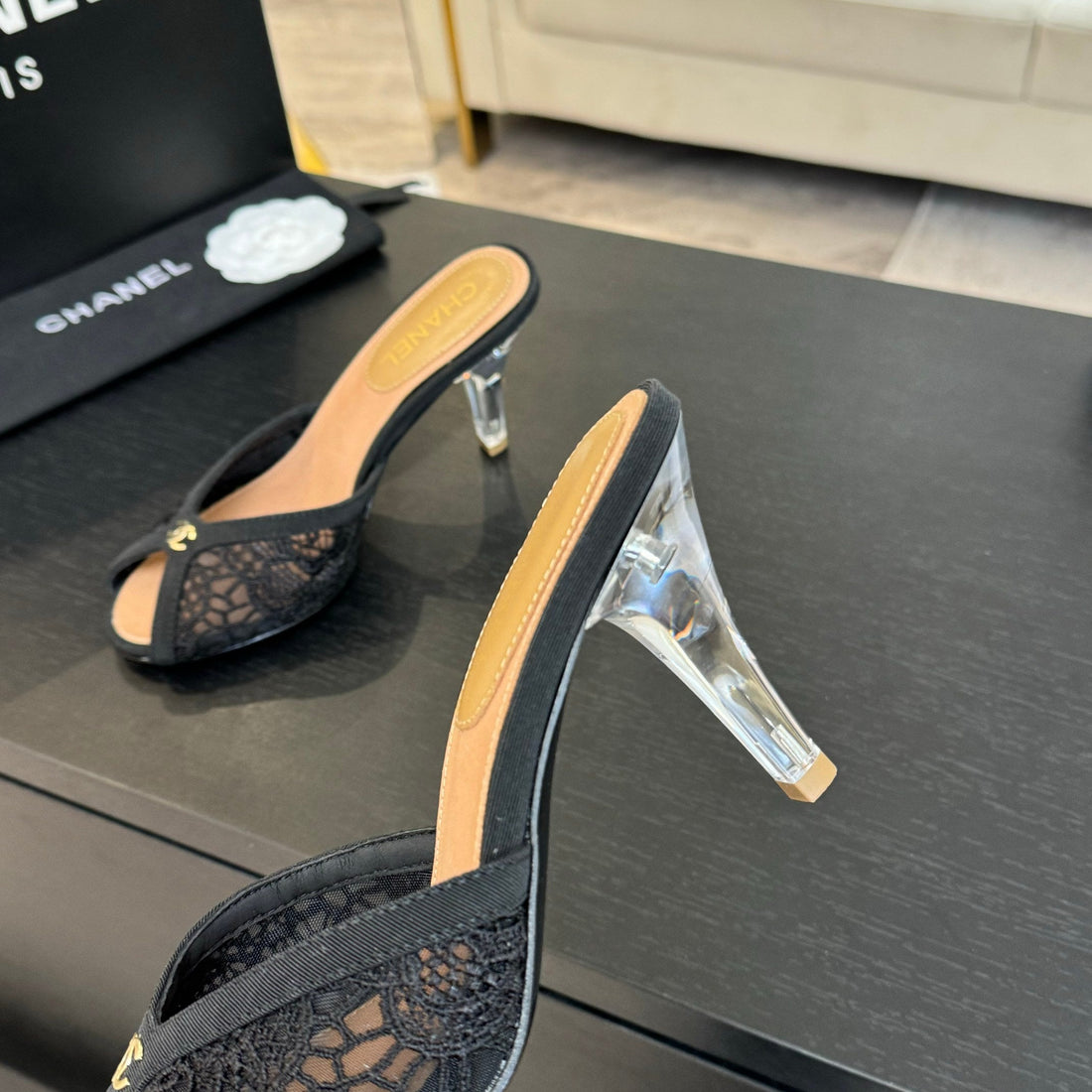 CC 26S Sandal 7CM Black Woven Lambskin 700609