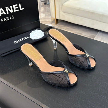 CC 26S Sandal 7CM Black Mesh Lambskin 700612