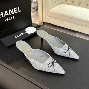 High Heel Mule 65 Mm In Dove Gray Felt Coth