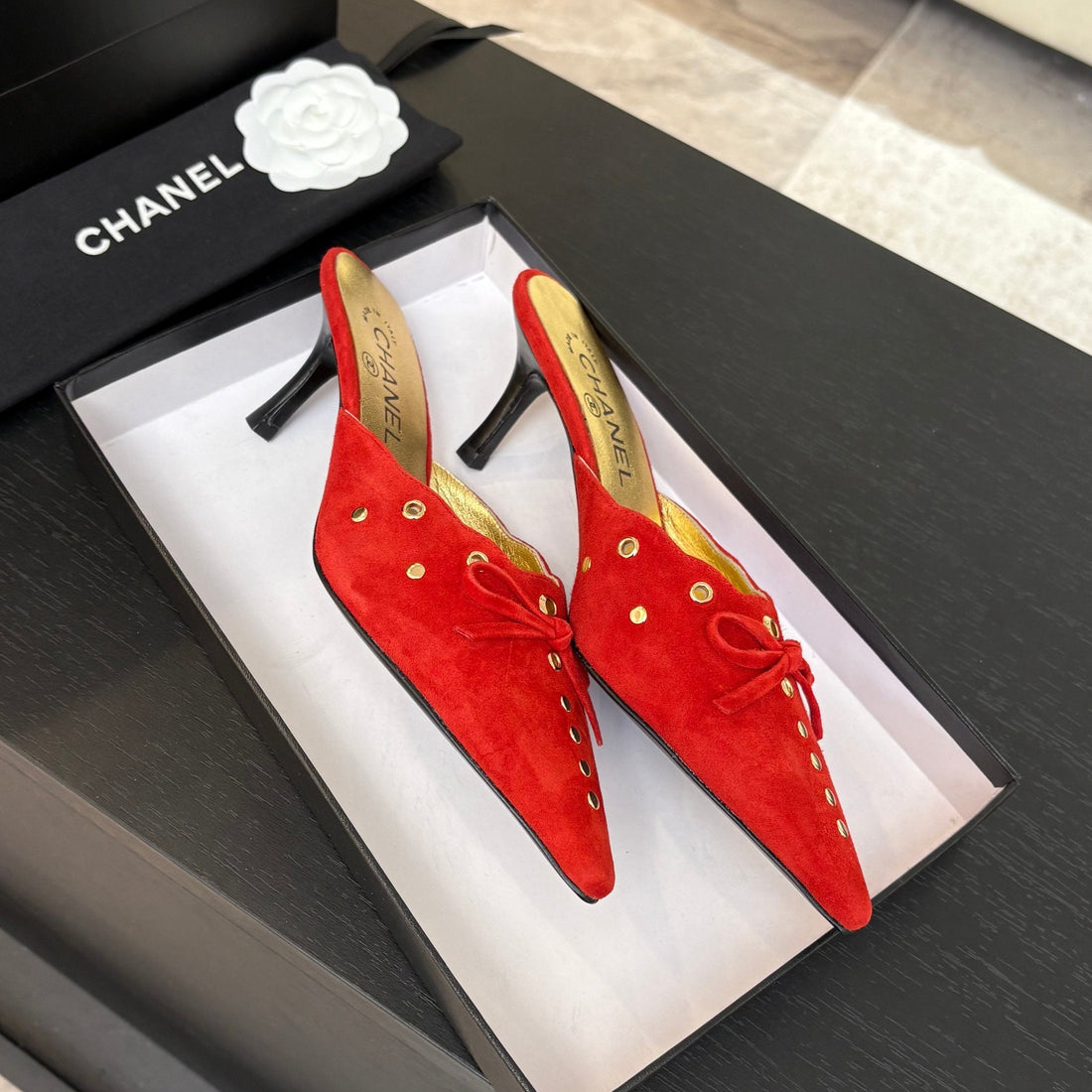 High Heel Mule 65 Mm In Candy Red Suede
