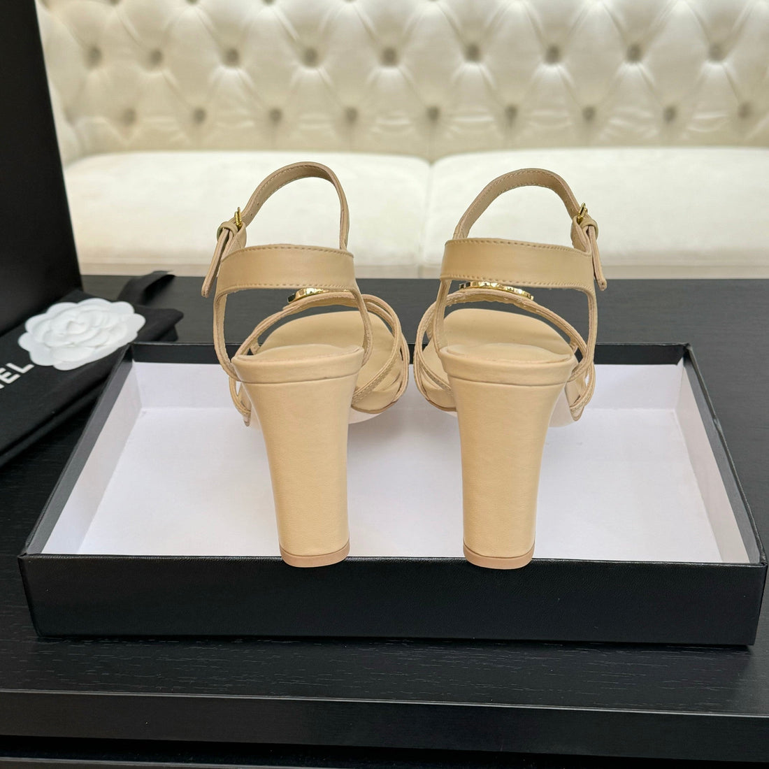 CC 85MM Sandal Darkcream Sheepskin 212931