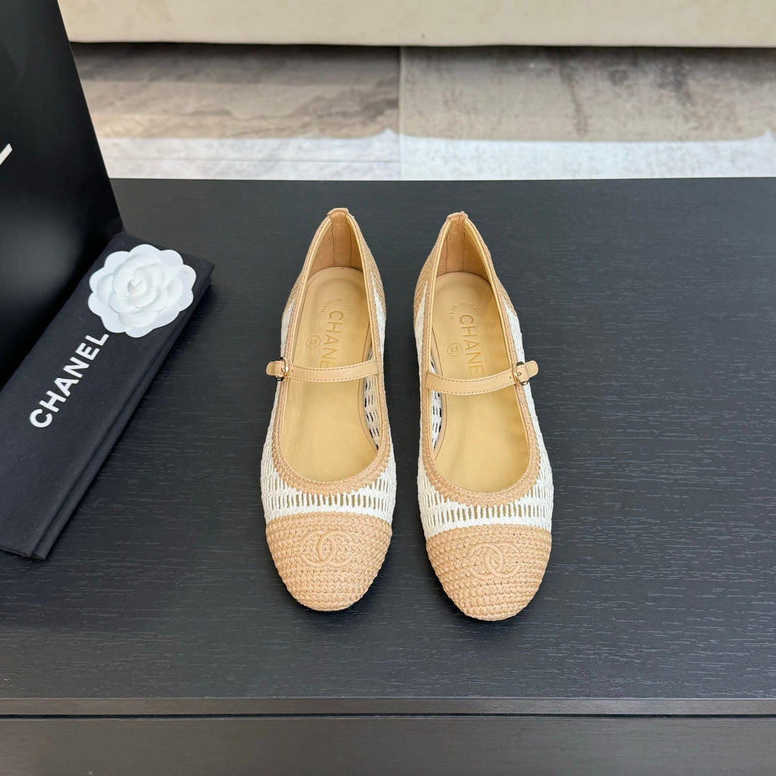 CC 25P Mary Jane 15MM Beige White Raffia 373786