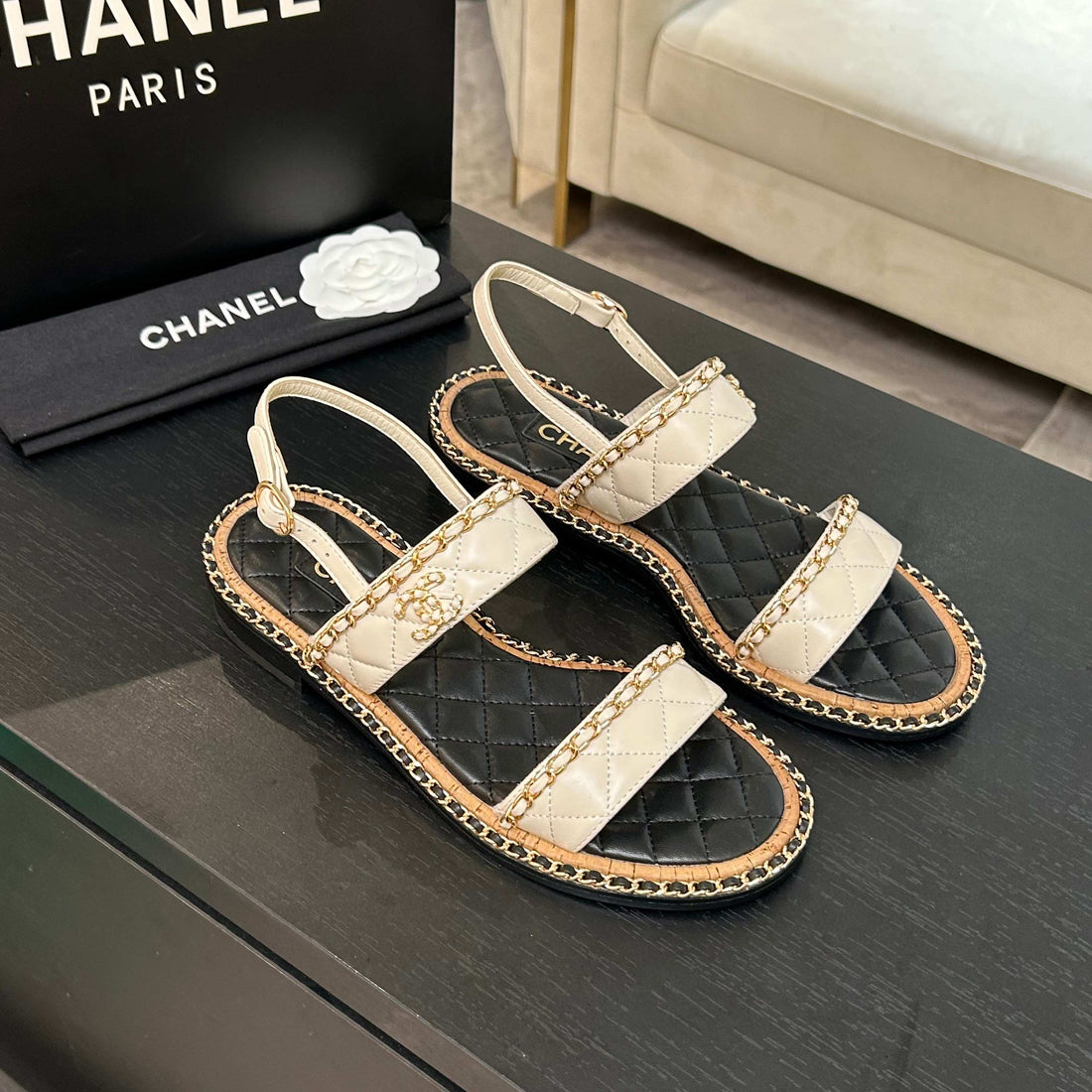 CC 25K Sandal 10MM Leather Chain Calfskin