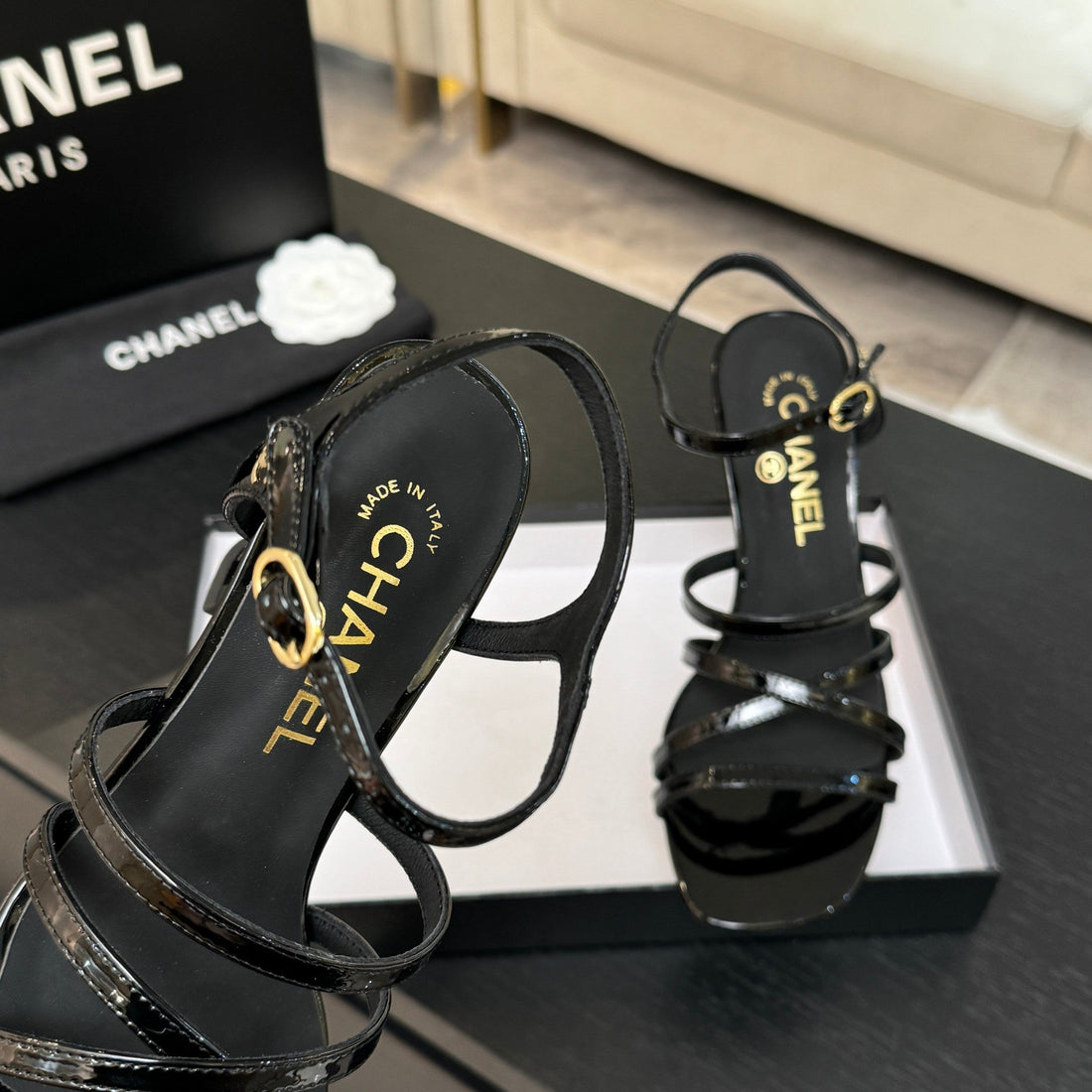 CC Cruise 25/26 Sandal 95MM Black Patent Leather