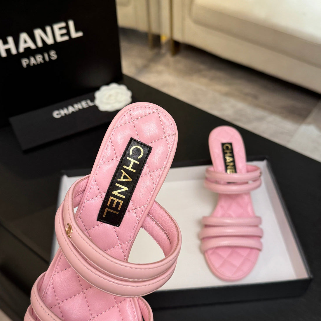CC 26C Double C Strap Sandals Pink Sheepskin