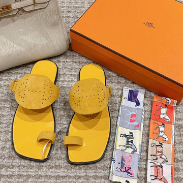 Hm Hera Sandal Yellow Cowhide Suede 544536