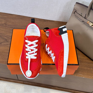 Hm 26S Bouncing Sneaker In Red Mix White Suede Mesh 543809