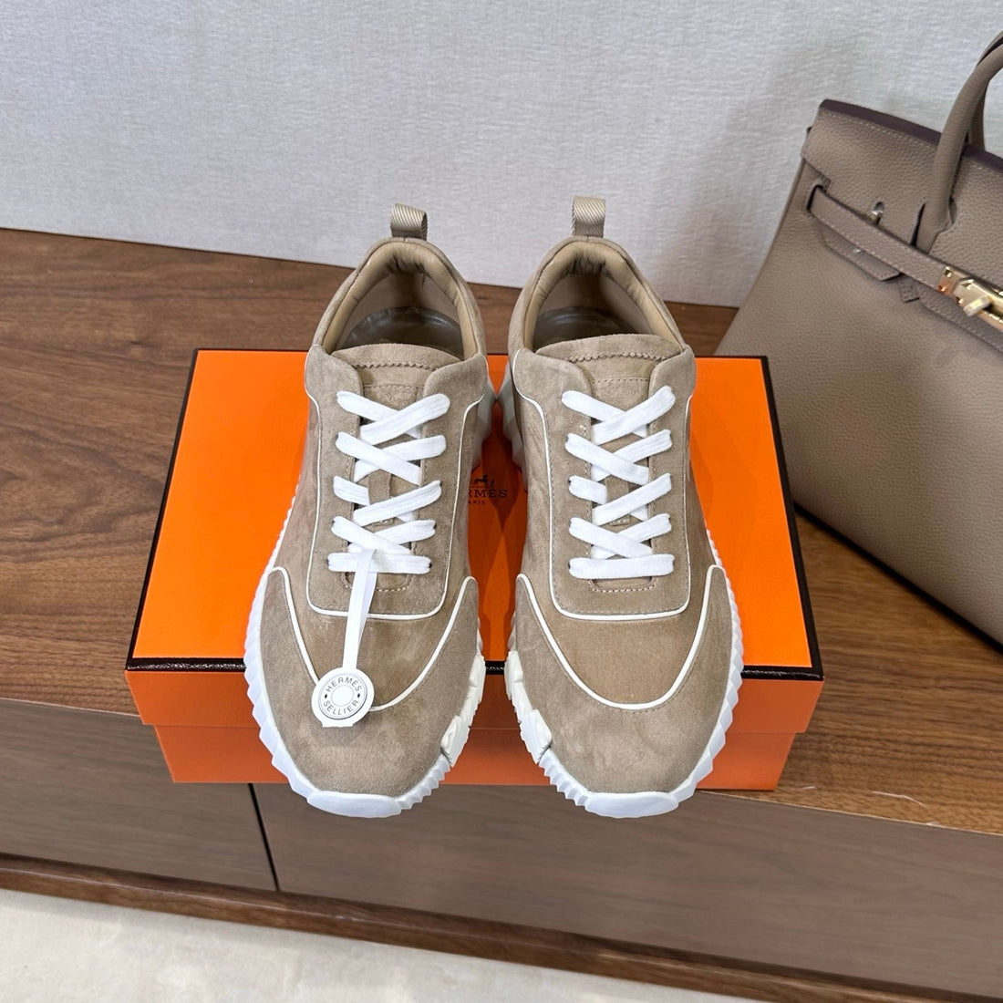 Hm 26S Bouncing Sneaker In Taupe Mix White Suede 543813