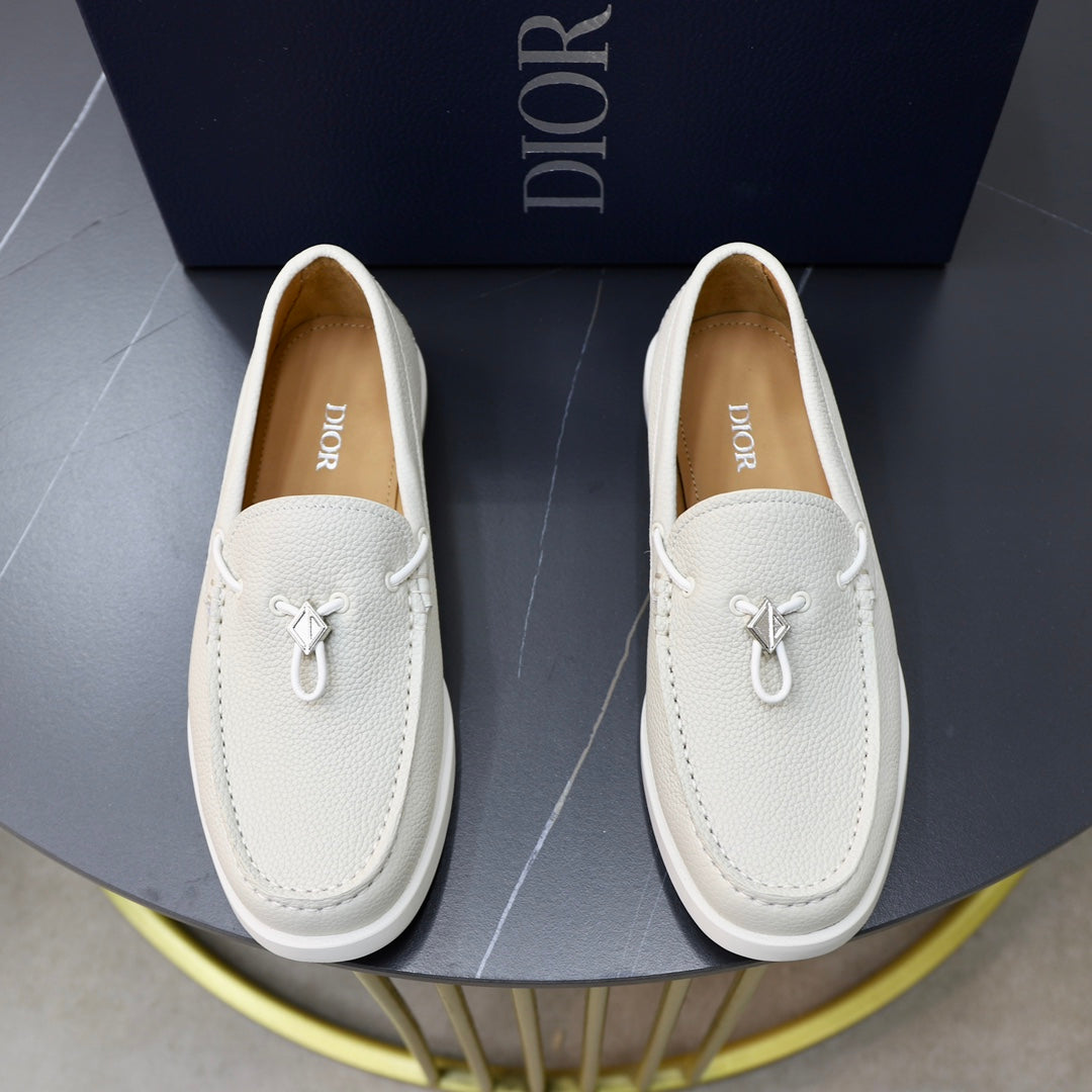 CD Odeon Driver Loafer White Grained Calfskin