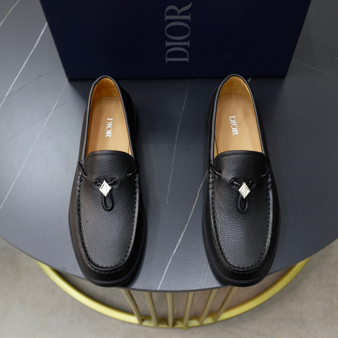 CD Odeon Driver Loafer Black Grained Calfskin