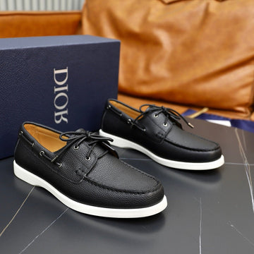 CD Granville Boat Shoe Black Grained Calfskin
