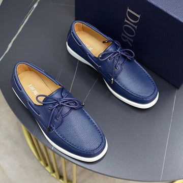 CD Granville Boat Shoe Azure Grained Calfskin