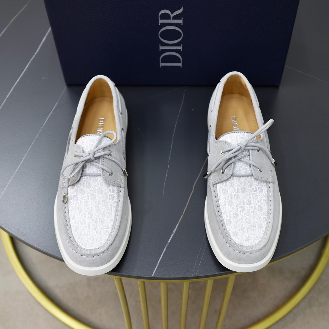 CD Granville Boat Shoe Gray-White Suede