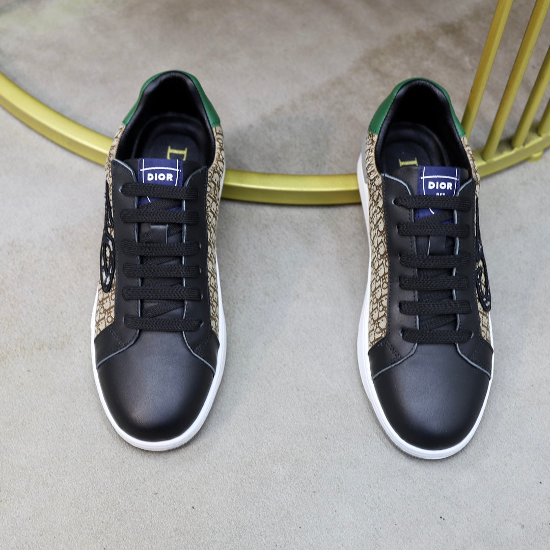 CD Low Top Basic Sneaker Black Calfskin And Jacquard