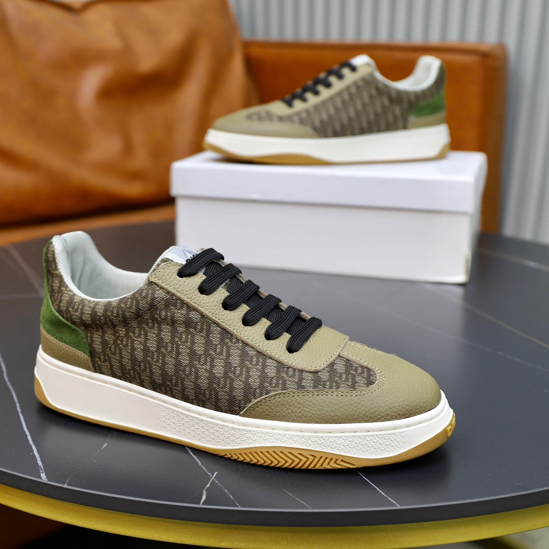 CD Homme Sneakers Olive Calfskin And Jacquard