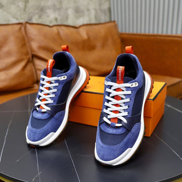 Hm Men's Leader Sneaker Blue Suede Calfskin 747918