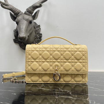 My CD 24 Top Handle Bag Yellow Lambskin