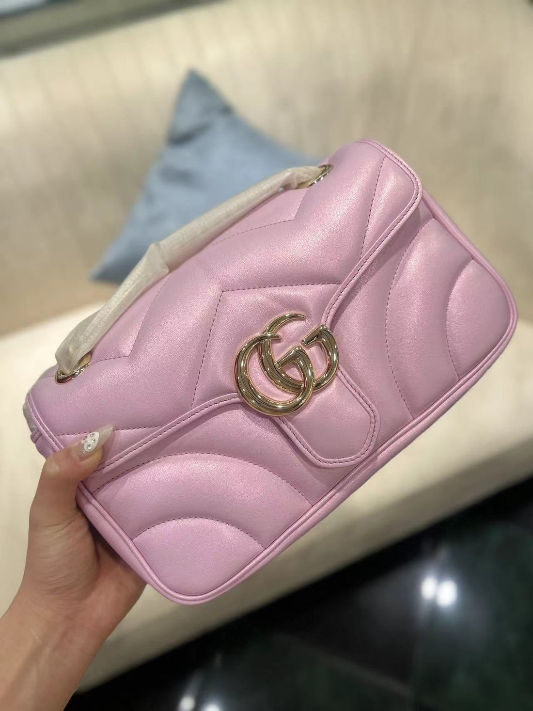 GG Marmont 26 Medium Shoulder Bag Light Pink Calfskin