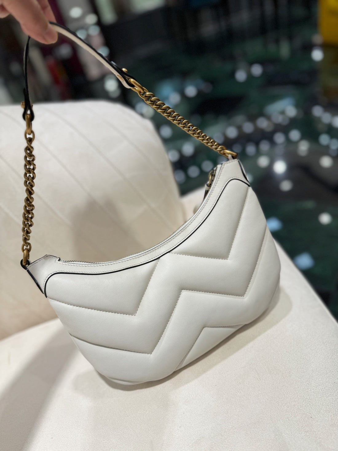GG Small 26 Marmont Bag In White Calfskin