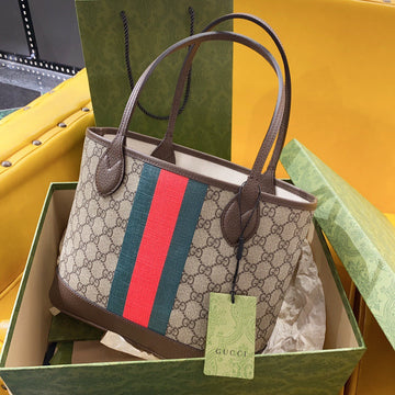 GG Ophidia Small 25 Tote In Beige And Ebony Canvas