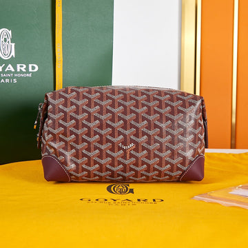 Bowling Toiletry Bag 24 In Burgundy Red Goyardine Canvas And Calfskin