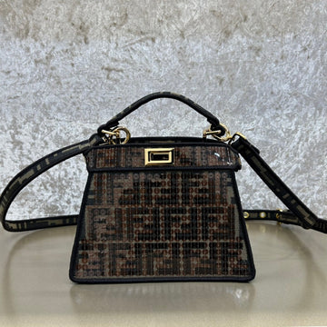 Fendi Peekaboo Iseeu 20 Bag In Chocolate Brown Mix Black Nappa Leather Gold Hardware