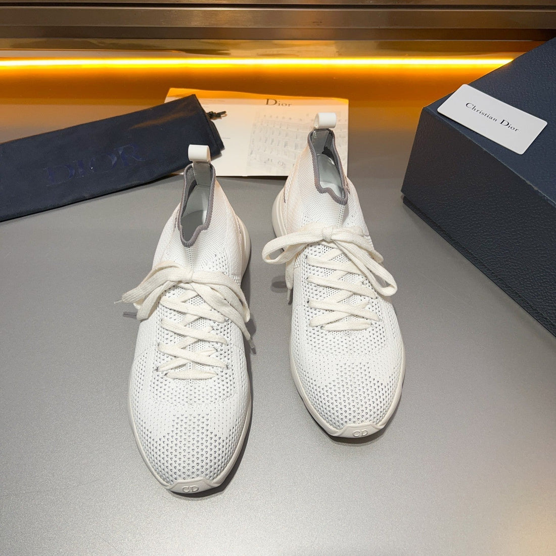 CD B21 Low Top Knit Sneaker White Fabric