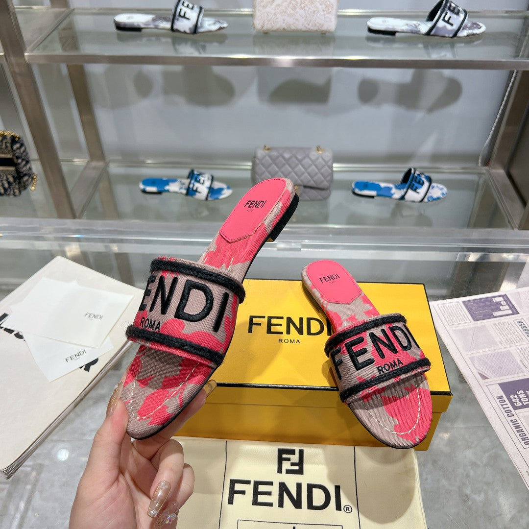 Ff Women Signature Slides Dark Pink Gray Canvas Slide