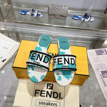 Ff Women Signature Slides Turquoise White Canvas Slide