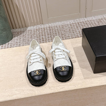 CC 26S Shoes 2CM Black White Quited Calfskin 583904