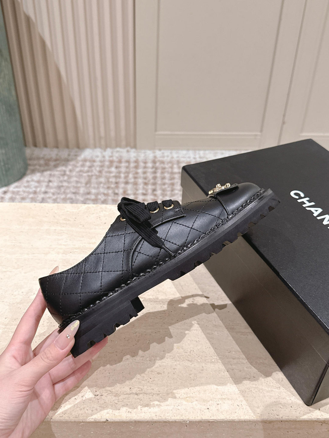 CC 26S Shoes 2CM Black Quited Calfskin 583905