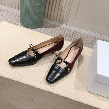 CD Muse Pump 4CM Black Burgundy Crocodile-Printed Calfskin 694201