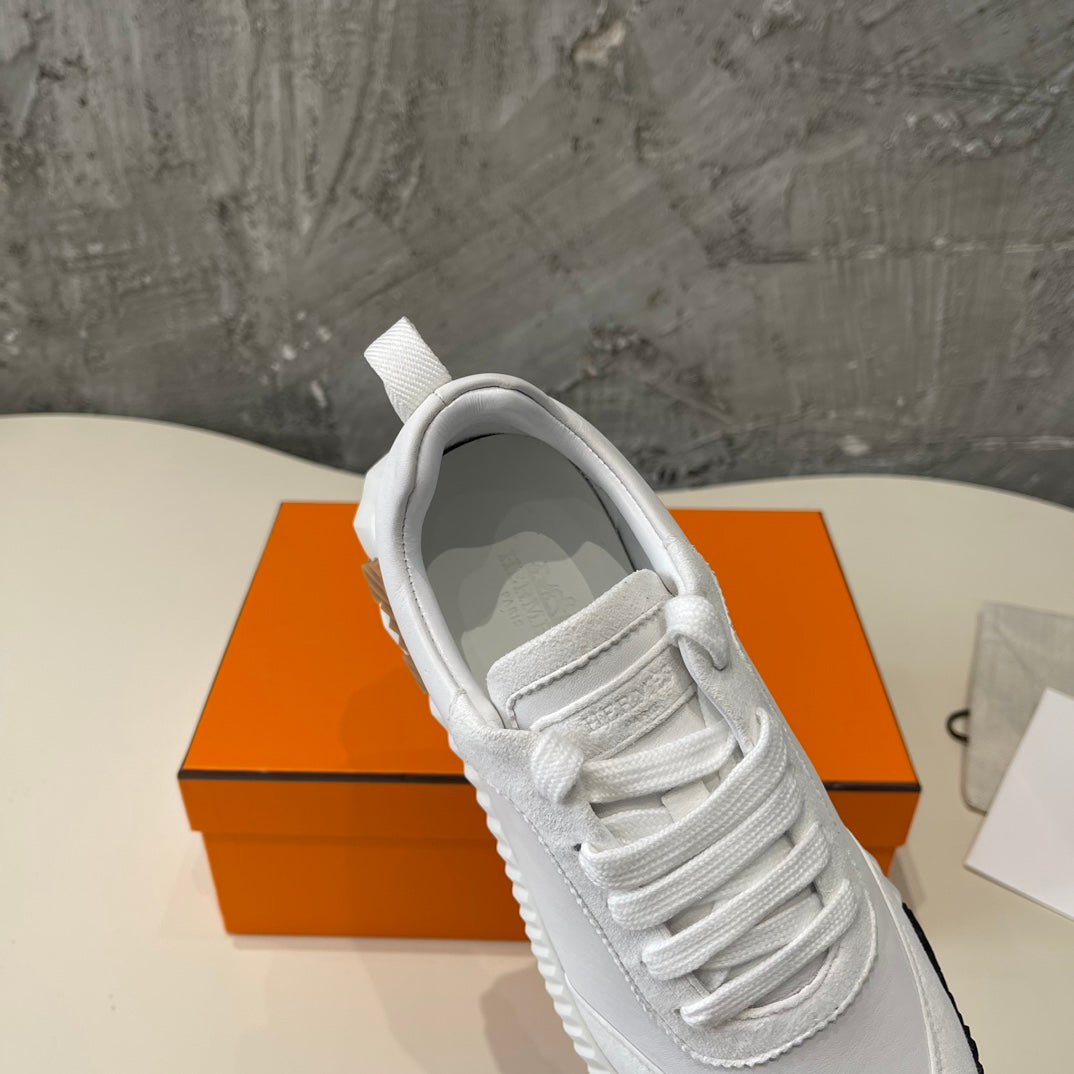 Hm Bouncing 35 Sneakers White Goatskin Suede Goatskin H Light Brown