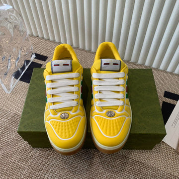 GG Screener Sneaker With Web Lemon Calfskin