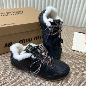 Miu X Balance Sneakers Black Cowhide
